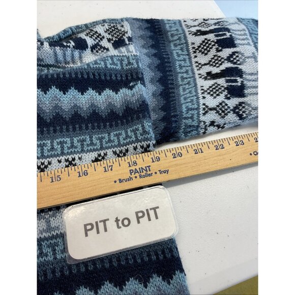 Arcohi's 100% Alpaca Navy Grey Cardigan Zip Up Sweater Pockets size M‎ fair isle - Picture 7 of 9